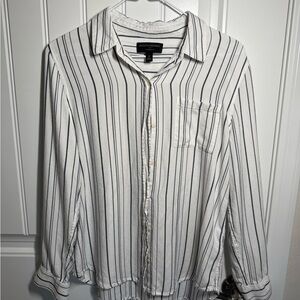 Banana Republic White and Black Striped Boyfriend fit shirt, size M